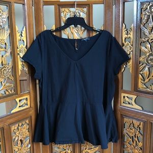 New Look Black Peplum Blouse Women Sz 24
